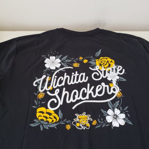 Wichita State Shockers Front Pocket T-Shirt Mens XL Black Champion Flowers NWT - Picture 6 of 10